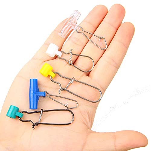 Fishing Line Sinker Slides- 30pcs Stainless Steel Braid Line Sinker Slider with Duo-Lock Snap High-Strength Line Weight Connectors for Saltwater Surf Fishing Rigs Catfishing - style: 5 Colors Mixed-30pcs