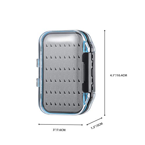 Gonex Fly Boxes for Fly Fishing Jig Boxes Two-Sided Waterproof Lightweight Fly Fishing Box Easy Grip Transparent Lid Fly Fishing Lures Box, 4.1"x 3.0"x 1.2", Grey - color: Grey, Black, Transparent, size: Size A (4.1"x 3.0"x 1.2")