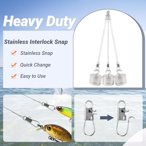 AMYSPORTS High Strength Fishing Leaders Rig Heavy Duty Fishing Leader Saltwater Line Stainless Wire Leaders Steel White Nickel 60pcs