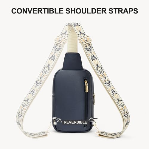 BOSTANTEN Sling Bag Quilted Crossbody Bags for Women Cross Body Purse Leather Fanny Pack with Adjustable Guitar Strap - color: A-blue