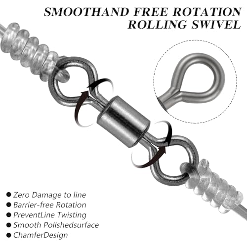 100PCS Micro Swivels for Fly Fishing, 3 Size Micro Barrel Swivels | Small Rolling Barrel Swivels Fly Fishing Tackles, High Strength Barrel Swivel Hook line Connector with Coating