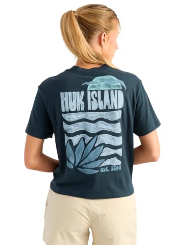 HUK Womens Short Sleeve Performance Tee, Fishing T-Shirt for Women - color: Huk Local - Sea Storm, size: Small