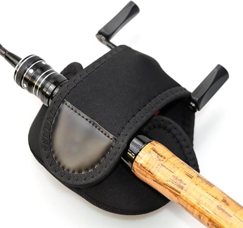 Fishing Reel Protective Cover, Black Storage Pouch for 100-150 Series Baitcasting and Spinning Reels, Reels and Accessories
