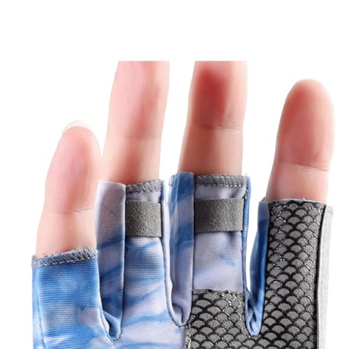 Sun Gloves UPF 50+ Fishing Gloves, Fingerless Sun Protection UV Protection Fishing Gloves Men/Women for Kayaking, Hiking, Paddling, Driving - color: Light blue, size: Large