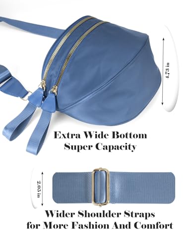 Pure Colour Crossbody Bag Bum Bag for Women,Spacious Purse Fanny Packs Belt Bag,Oversized Bum Bag (Colour Bum Bag-Monet Blue) - color: Colour Bum Bag-Monet Blue