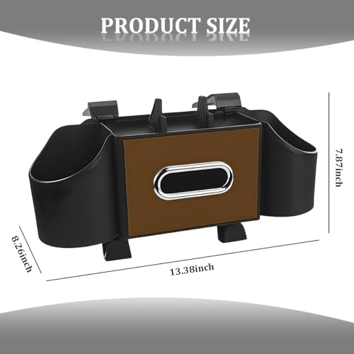 Car Headrest Back Seat Organizer, 4-in-1 Vehicle Seat Back Tissue Box with Cup Holder Headrest Hook, Phone Holder, Multifunctional Automotive Backseat Organizer, Universal for Vehicles (Brown) - color: Brown