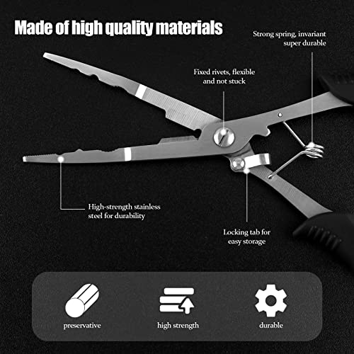 Hikary Long Nose Fishing Pliers,Ice Fishing Gear,Stainless Steel Hook Remover Braid Cutter Rustproof Fishing Multi-Tools Fishing Gripper for Freshwater Saltwater - color: yellow-8.8inch
