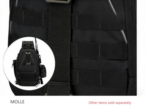 Tactical 10L MOLLE Bag for Fishing Trekking Survival Camping Fitness | Multiple independent pockets, tackle box slots,High-strength nylon,Multiple independent pockets, tackle box slots - color: Black