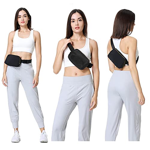 VOROLO Fanny Pack For Women And Men Crossbody Bag Belt Bag | Adjustable Strap Graduation Gifts Lightweight Travel Running - color: Off White+Comb Black