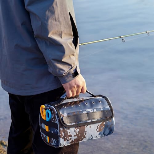 2 Pcs Fishing Line Management Bag Waterproof Nylon Fishing Line Storage Bag Transparent Window Removable Divider Leader Lines Spool Organization, Camouflage Blue - color: Camouflage Blue
