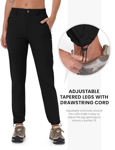Rdruko Women's Hiking Pants Lightweight Quick Dry Water Resistant Outdoor Travel Fishing Pants with Pockets - color: 02 Black, size: X-Large