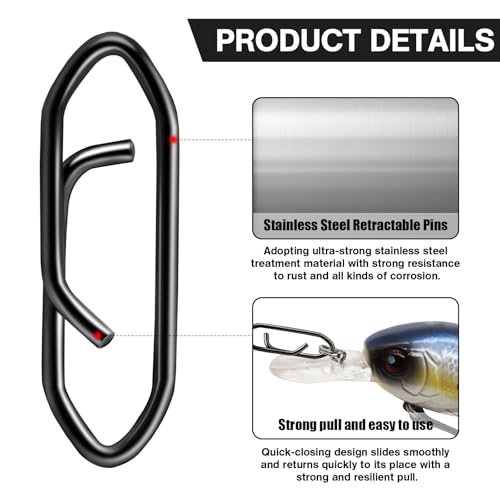 Speed Clips for Fishing Lures, Fishing Speed Clips, Fishing Snaps Saltwater, Freshwater Stainless Steel, Fishing Quick Clips, Fishing Clips Quick Change - color: Small