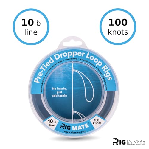 10 lb Pre-Tied Dropper Loop Rigs. Fishing Line Spool. Loops 18 Inches Apart with 5.5 Inch Loop Size. Perfect for Saltwater & Freshwater Fishing. Perfect for Snapper & Other Bottom Feeding Fish.