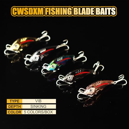 VIB Metal Lures Zinc Alloy Fishing Blade Spinner Bait with Treble Hooks Fishing Spoons Lures Pack of 5 - color: Blade Lures-A, size: 5g