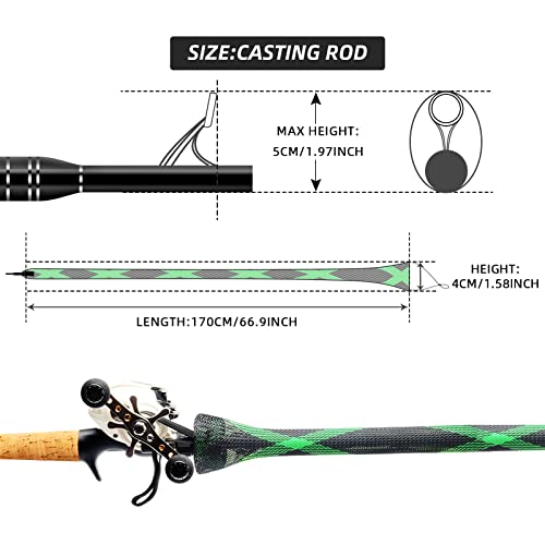 SF Fishing Rod Sock Fishing Rod Sleeve Rod Cover Braided Mesh Rod Protector Pole Gloves Fishing Tools for Spinning Fishing Rod,Casting Rod,Musky Rod, Ice Rod, Fly Rod, Spey Rod - color: Black-green-2pcs, size: Fit Casting Rod 6-1/2 FT to 7-1/2 FT