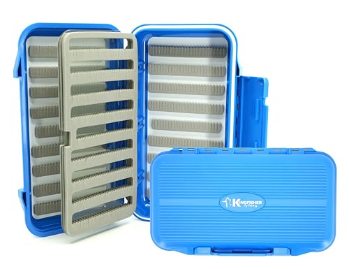 Kingfisher Waterproof Dry Fly Fishing Box with Leaf - color: Blue, size: Foam A Box