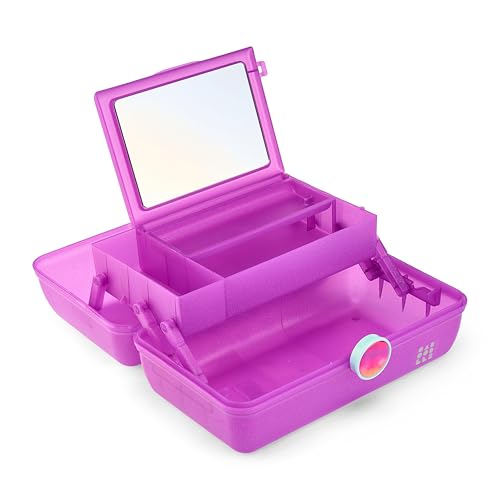 Caboodles On-The-Go Girl Makeup Box, Purple Sparkle, Show Girl Collection, Hard Plastic Makeup Organizer Box, Built-In Mirror, Secure Latch for Safe Travel, Spacious Storage for Large Items - color: Purple Sparkle Show Girl