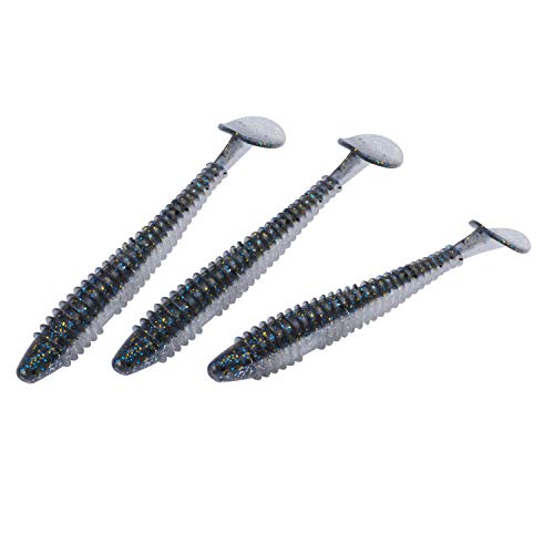 RUNCL Swimbaits Paddle 10/20/30/40PCS, 5/4/3/2 Inchs Paddle Tail, Soft Lure for Trout Crappie Bass, Durable Plastic Bait Swimmer for Saltwater/Freshwater, Fishing Lover's Gift - color: Mist Shiner, size: 4in, 20pcs