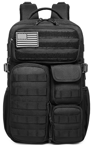 Wotony Tactical Backpack - Military waterproof backpack with multiple pockets and tactical gear for the outdoors (Black, 25L) - color: Black, size: 25L
