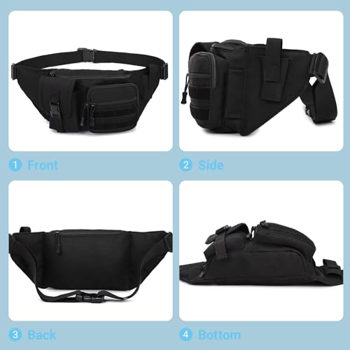 Tactical Fanny Pack，Military Waist Bag Hip Belt Bumbag Utility Bags for Fishing Hiking Hunting with Mesh Water Bottle Holder Pouch (DarkGray) - color: DarkGray
