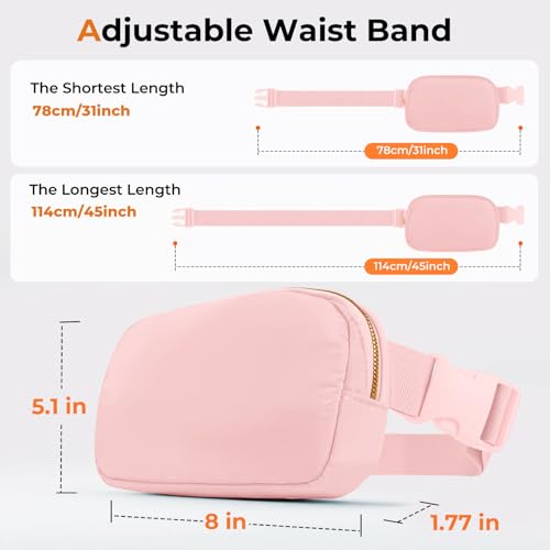 Belt Bag Zipper Fanny Pack Crossbody Bags for Women,Fashion Nylon Waist Packs, Water Repellent Two Way wear with Adjustable Strap Gifts for Teenage Girls Women Men(pink) - color: pink