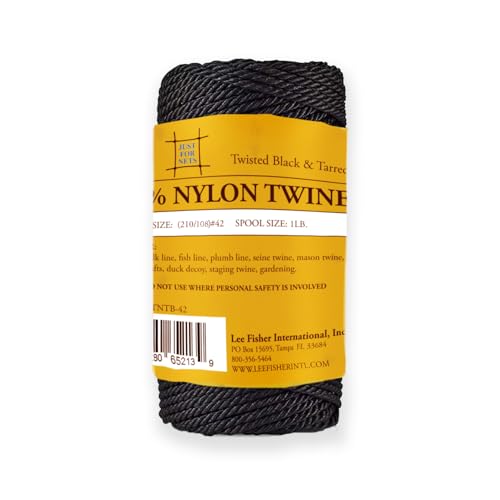 Just For Nets Twisted Tarred Nylon Bank Line Twine, Black, 1lb Spool - Heavy Duty String for Net Repair, Camping, Trot Line Fishing, Bushcraft Cordage (#42-1lb Spool) - size: #42 - 1lb Spool
