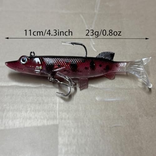 Soft Fishing Lures Shad Minnow Swimbaits, Pre-Rigged Jig Heads Paddle Tail Swim Baits for Bass, Trout, Walleye, Crappie, Sinking Jigs Bait for Saltwater Freshwater, Fishing Gifts for Men - color: E