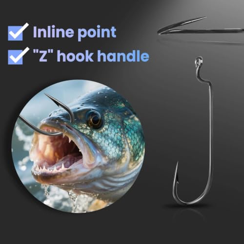 EWG Hooks for Bass Fishing,50Pcs/100Pcs Texas Carolina Rig Hooks Worm Hook Weedless/Inline for Soft Plastic Baits Saltwater - size: 2#_50pcs