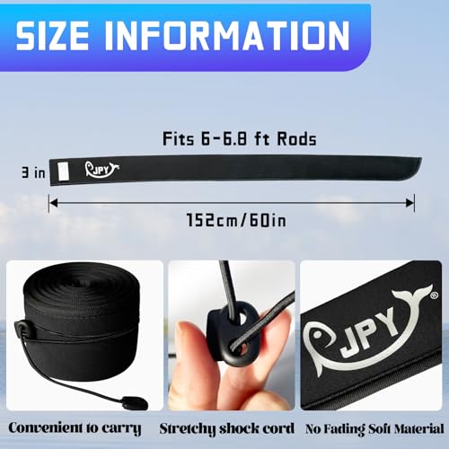 JPY 2 Pcs 3in Wdith Neoprene Fishing Rod Sleeve Protective Rod Covers for Fishing Poles Hook-Resistant Rod Storage Case Fits Spinning Casting Trolling Rods - size: Black x 1 - 60 IN