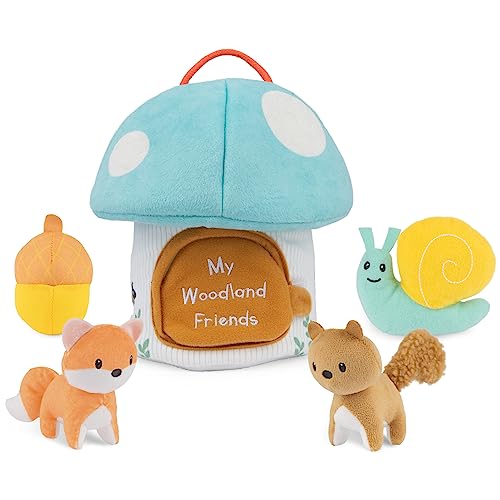 Baby GUND Play Soft My Woodland Friends 5-Piece Plush Playset with Rattle, Squeaker & Crinkle Plush Toys, Sensory Toy for Babies & Newborns, 7.5” - style: Woodland Friends