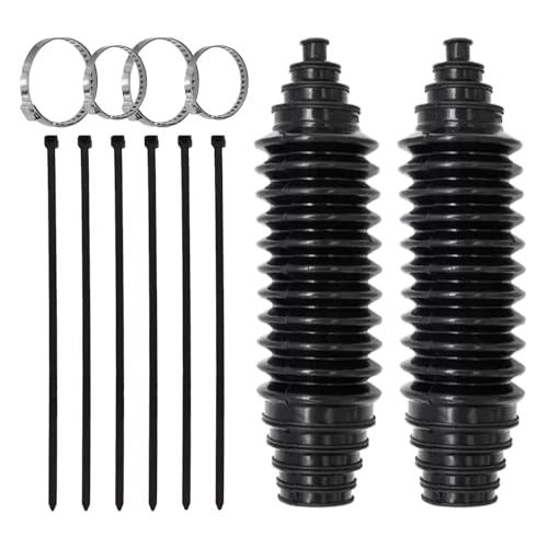 Steering Rack and Pinion Boot Kit, Universal Silicone Bellow Steering Rack Guide Kit with 6 Cable Ties & 4 Clamps, Auto Inner Tie Rod Boot 103-3070 Bellow Car Boots Accessories(Black） - color: Black