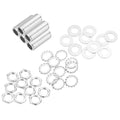 MECCANIXITY 35Pcs 1" Lamp Pipe Nipples Kit with Hex Nuts Washers, 1/4IP All Threaded 1/2" Outer Diameter Lamp Rod Hollow Tube Fasteners for Lamp Assembly Chandelier DIY Repair, Silver - size: 1"x1/4IP