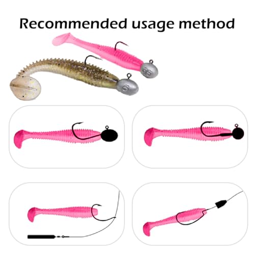 10 Pcs Paddle Tail Swimbaits Lures, 2 and 3 Inch Soft Plastic Fishing Lures Kit, Bass Fishing Lure Swim Baits with 6 Color, for Fishing Trout, Crappie, Bass, Redfish, Freshwater, Saltwater - color: Rose Red, size: 2 inch