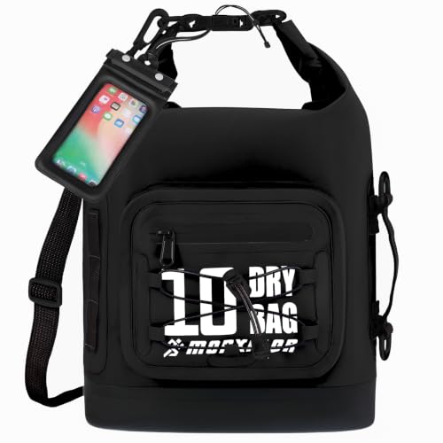 MORXPLOR Dry Bag Waterproof,5L/10L/20L/30L/40L/55L Roll Top Dry Bag Backpack with WaterProof Phone Case for Swim,Kayak - color: Black, size: 10Liter