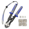 Booms Fishing Crimping Pliers Kit: 8.8in Crimper Tool for Wire & Mono Lines Up to 2.2mm -Includes 140pcs Double Barrel Sleeves - XW42 Saltwater Freshwater Rigging Tool - style: Crimper with 140pcs Sleeves