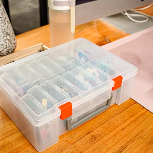 Letken 18 Pieces Small Plastic Craft 0rganizers and Storage, Transparent Box with Hinged Lid for Storage of Jewelry, Diamonds, DIY Art Craft Accessory