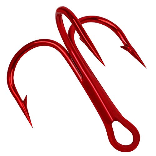 Dyxssm 100pcs/lot Treble Hooks Triple Fishing Hooks for Freshwater and Saltwater - color: Red, size: 8# 100pcs