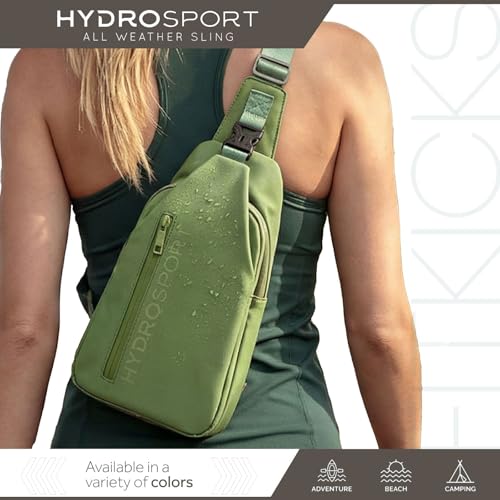 FITKICKS Hydrosport All Weather Sling Bag Unisex Crossbody Travel Hiking Chest Bag - color: Green