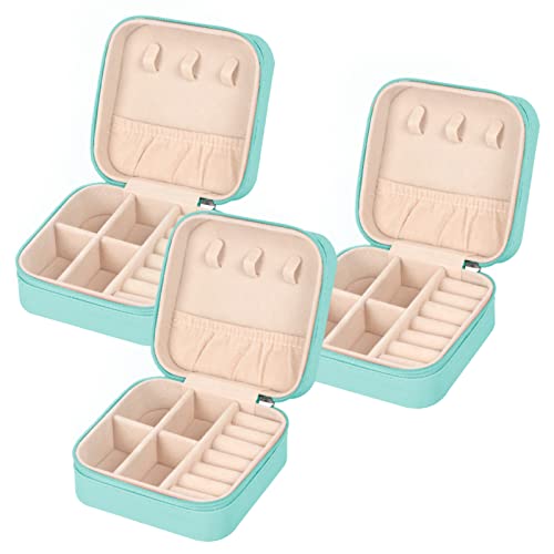 MFXIP Travel Jewelry Case Small Jewelry Box Jewelry Organizer Storage Case Portable PU Leather Mini Jewelry Travel Case for Girls Womens Earring, Necklace, Rings,Bracelets - color: Blue Blue Blue