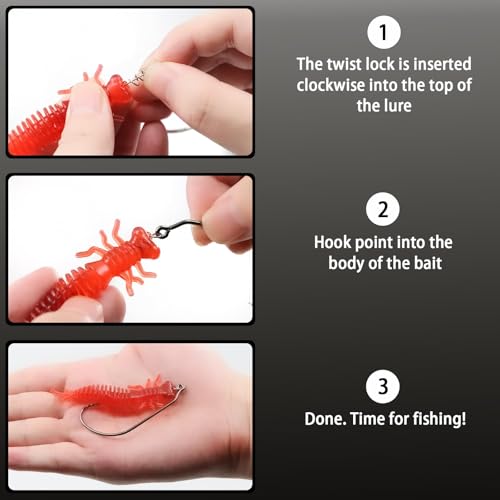 FishTrip Swimbait Hook, 25/50Pcs Twist-Lock Worm Keeper Hooks with Centering Pin Spring Weedless Hook for Soft Plastic Lures Baits Bass Fishing 1/0 2/0 3/0 4/0 5/0 - size: 4/0_50pcs