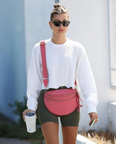 Pure Colour Crossbody Bag Bum Bag for Women,Spacious Purse Fanny Packs Belt Bag,Oversized Bum Bag (Colour Bum Bag-Watermelon Red) - color: Colour Bum Bag-Watermelon Red