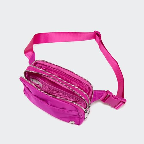 Pander Everywhere Belt Bag for Women, 5 Zipper Pockets Nylon Crossbody Fanny Pack Purse (Grape Purple) - color: Grape Purple