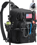 Piscifun Fishing Backpack Tackle Bag with 2 Rod Holders, Multi-Compartment Storage, MOLLE System, Water-Resistant Lightweight Outdoor Pack - color: Single Shoulder - Black, style: Standard