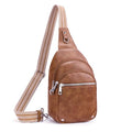 Anti Theft Crossbody Bags for Women Travel Chest Sling Bag Leather RFID Purse Fanny Pack Brown - color: Brown