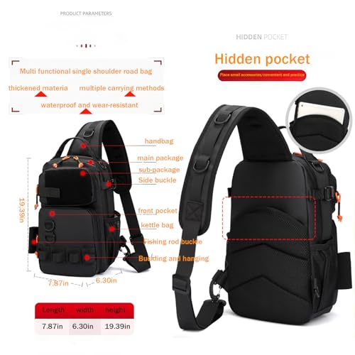 Fishing Backpack Fishing Tackle Storage Bag, Lightweight Waterproof, Modular Compartments Shoulder Sling Pack - Fit Small Fishing Gear