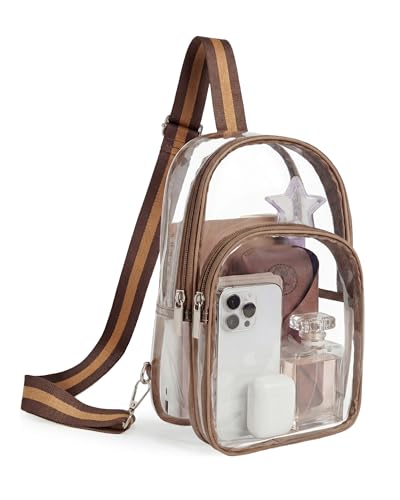 Missnine Clear Bag for Stadium Events Clear Crossbody Bag Fanny Pack Sling Transparent Purses for Sport Concert - color: C-brown[basic]