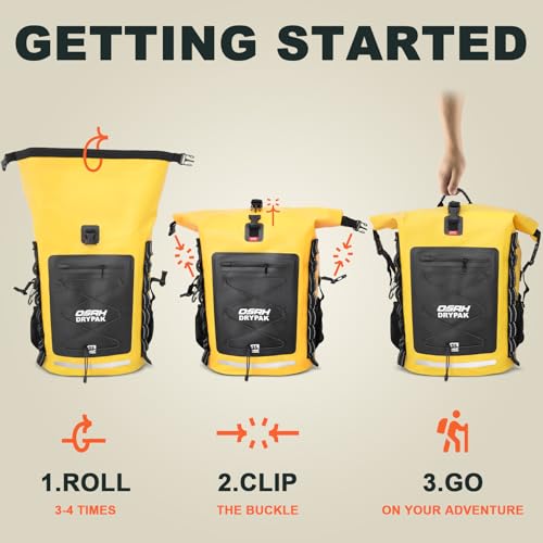 OSAH DRYPAK Waterproof Backpack Dry Bag 35L/55L/85L – Heavy Duty Roll-Top Hiking Backpack for Travel, Kayaking, Boating, Camping, Rafting and Fishing - color: Yellow, size: 85L