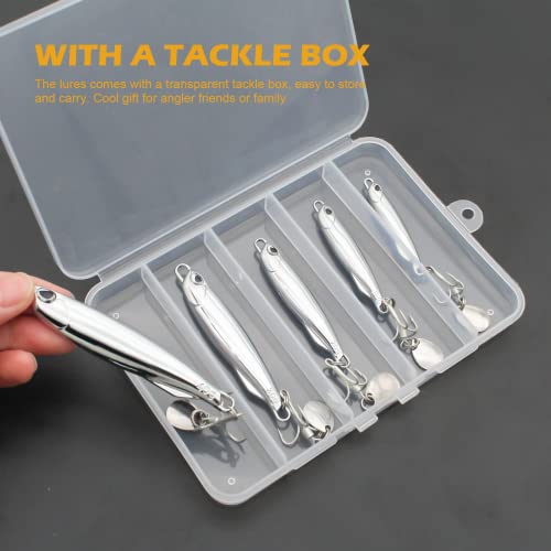 Fishing Jigs Metal Fishing Spoons Lures, Blade Bait Spinner Long Casting Jigging Spoon Lure Vertical Hard VIB Swimbait for Walleye Bass Trout Freshwater & Saltwater - color: A-5pcs 0.35/0.53/0.7/1.06/1.4oz