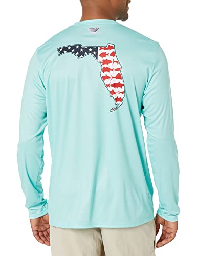 Columbia Men's Terminal Tackle PFG Statetriot Long Sleeve - color: Gulf Stream/White Fl, size: Small
