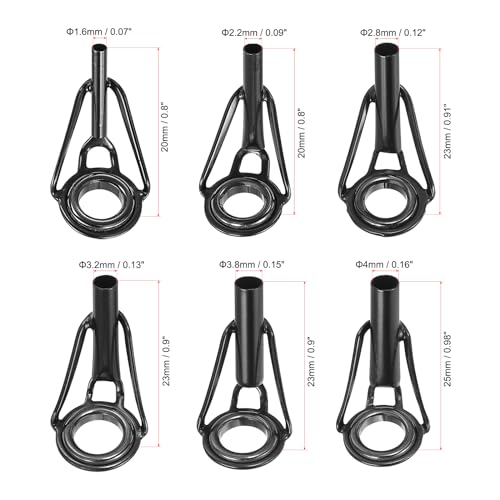 PATIKIL Fishing Rod Tip Repair Kit Stainless Steel Pole Ring Guide Replacement for Saltwater Freshwater Fishing - color: Black, size: 1.6-4mm